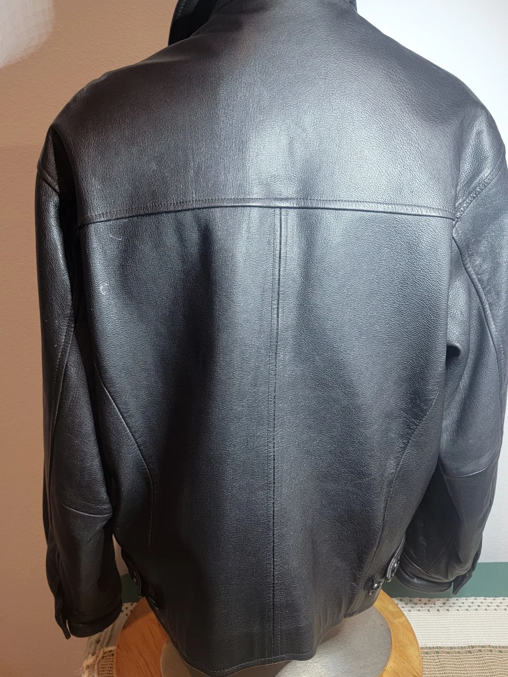 J.CREW Men's Black Leather Full Zip Quilted Lined Short Jacket Size M